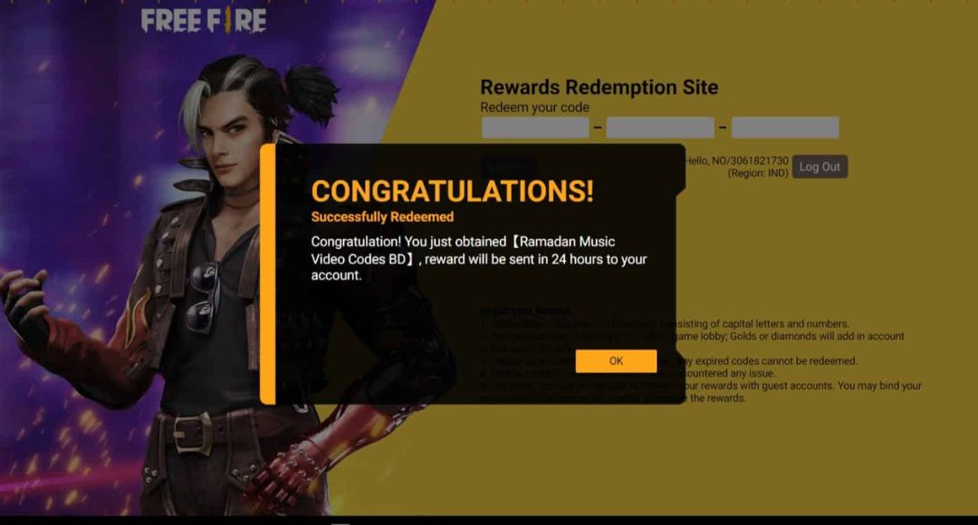 Free Fire Redeem Code 15 March